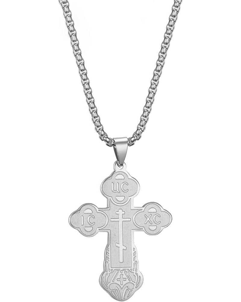 Orthodox Cross Pendant Necklace Stainless Steel Classic Cross Pendant Necklace Russian Orthodox Amulet Jewellery Religious Ne...