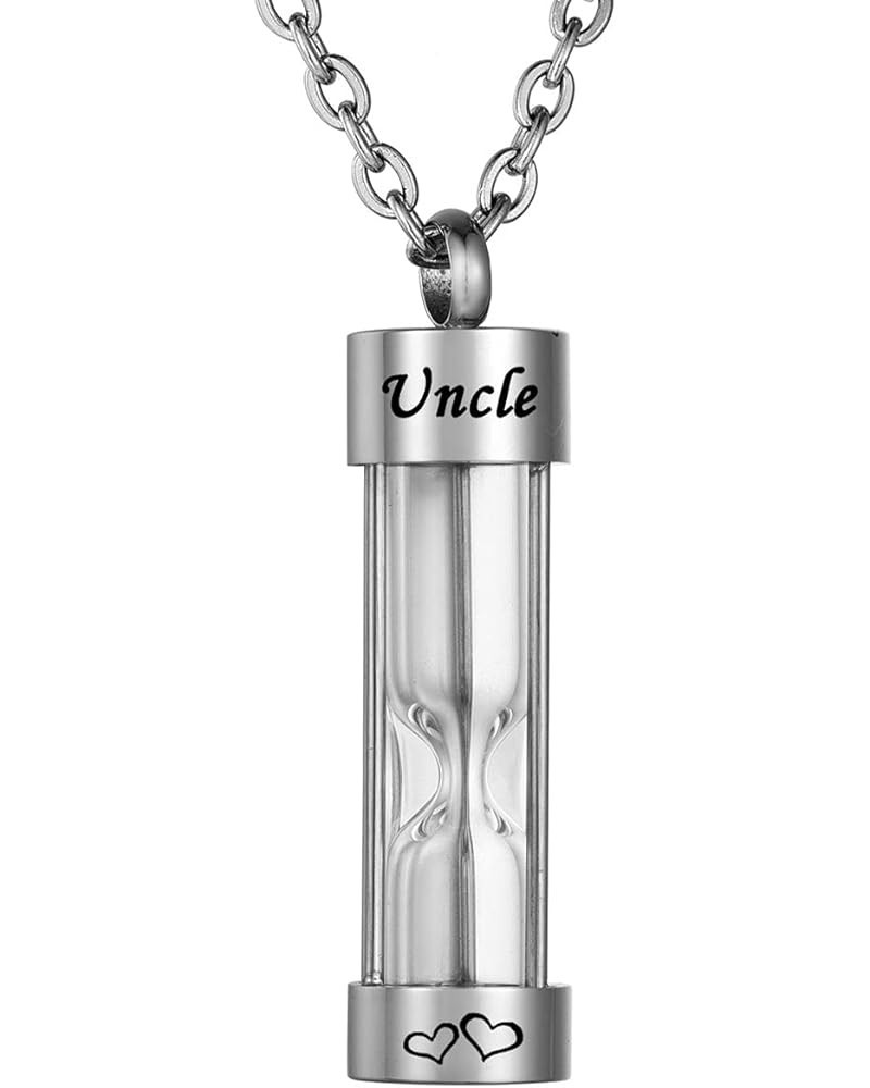 Cylinder Hourglass Memorial Keepsake Stainless Steel Cremation Jewelry Urn Pendant Necklace for Ashes Uncle $10.06 Necklaces