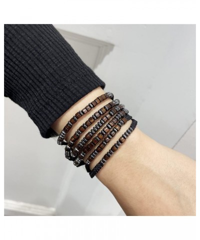 Inspirational Morse Code Wood Hematite Bead Woven Braded Rope Bracelet with Card for Men Women Unisex Keep going $9.61 Bracelets