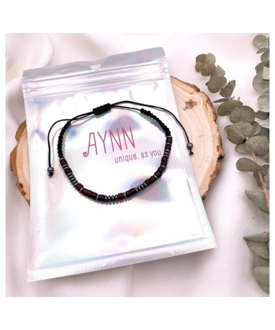 Inspirational Morse Code Wood Hematite Bead Woven Braded Rope Bracelet with Card for Men Women Unisex Keep going $9.61 Bracelets