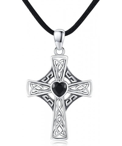 Celtic Cross Necklace for Women, Graduation Gift 925 Sterling Silver Good Luck Clover Necklaces Irish Celtic Knot Cross Vinta...