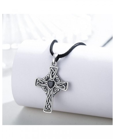 Celtic Cross Necklace for Women, Graduation Gift 925 Sterling Silver Good Luck Clover Necklaces Irish Celtic Knot Cross Vinta...