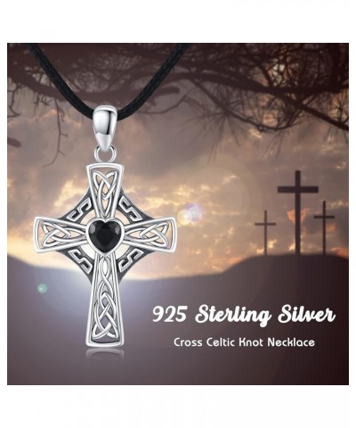 Celtic Cross Necklace for Women, Graduation Gift 925 Sterling Silver Good Luck Clover Necklaces Irish Celtic Knot Cross Vinta...