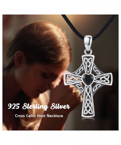 Celtic Cross Necklace for Women, Graduation Gift 925 Sterling Silver Good Luck Clover Necklaces Irish Celtic Knot Cross Vinta...