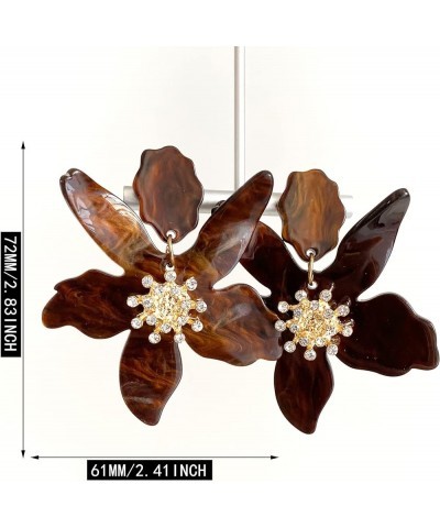 Unique Bohemian Oversized Acrylic Resin Flower Dangle Drop Earrings Retro Large Hawaii Flower Lei Earrings for Women Girls St...