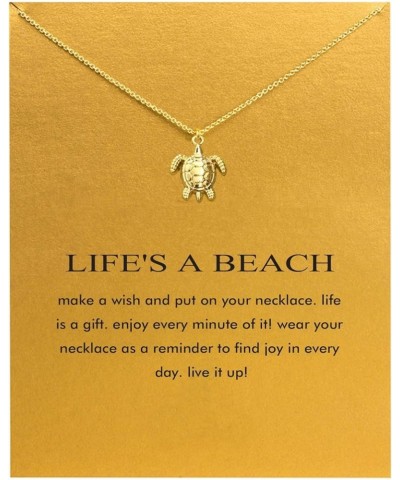 Friendship Anchor Compass Necklace Good Luck Elephant Pendant Chain Necklace with Message Card Gift Card gold sea turtle $6.8...