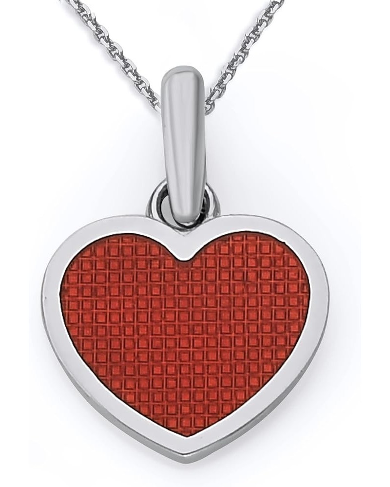 Heart Pendant Necklace in Sterling Silver, Red Enamel, Made in America 20" Necklace $29.48 Necklaces