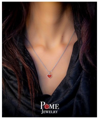 Heart Pendant Necklace in Sterling Silver, Red Enamel, Made in America 20" Necklace $29.48 Necklaces