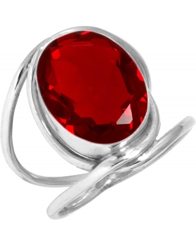 925 Sterling Silver Handmade Ring for Women 10x14 Oval Gemstone Boho Silver Jewelry for Gift (99049_R) Ruby Simulated $20.07 ...