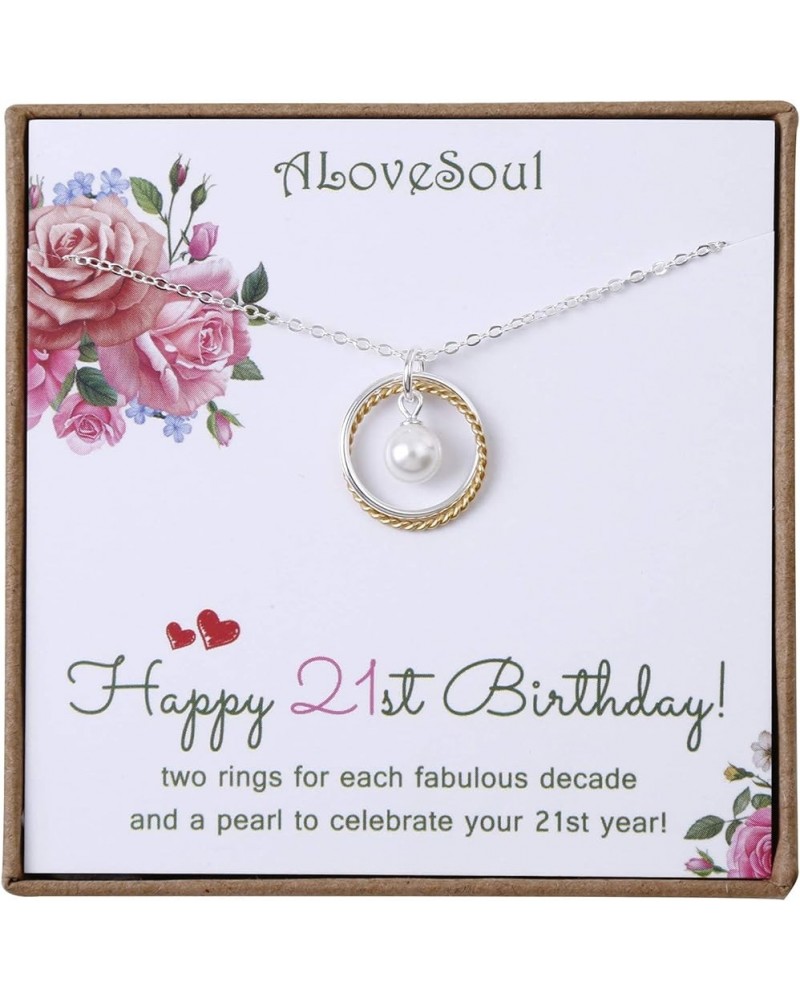 Birthday Gifts for Women Girls - Interlocking Infinity Circles Sterling Silver Necklace Gifts for Her 21st $20.05 Necklaces