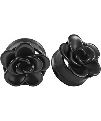 2Pcs Gauges for Men, Ear Gauges Jewelry Flower, Silver Stainless Steel Tunnel Gauges Black 10.0 Millimeters $11.33 Body Jewelry