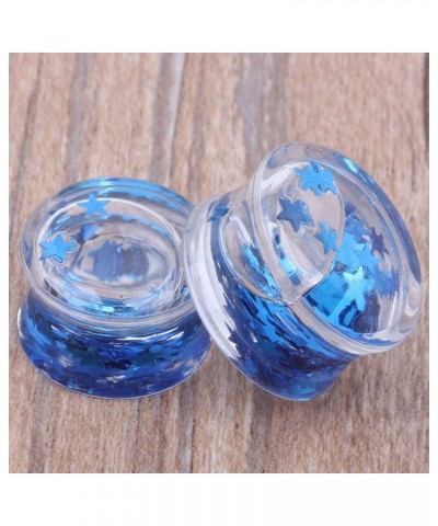 2PCS Acrylic Ear Gauges Kit Piercing Tunnel Set Water and Star Shape Piercing Tunnels Expander Stretcher Piercings 16.0 Milli...