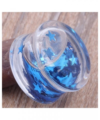 2PCS Acrylic Ear Gauges Kit Piercing Tunnel Set Water and Star Shape Piercing Tunnels Expander Stretcher Piercings 16.0 Milli...