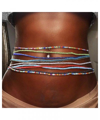 Boho Beads Belly Chain Colorful Elastic Waist Chains Set Beach Layered Bikini Jewelry for Women and Girls(Pack of 10 Pieces) ...