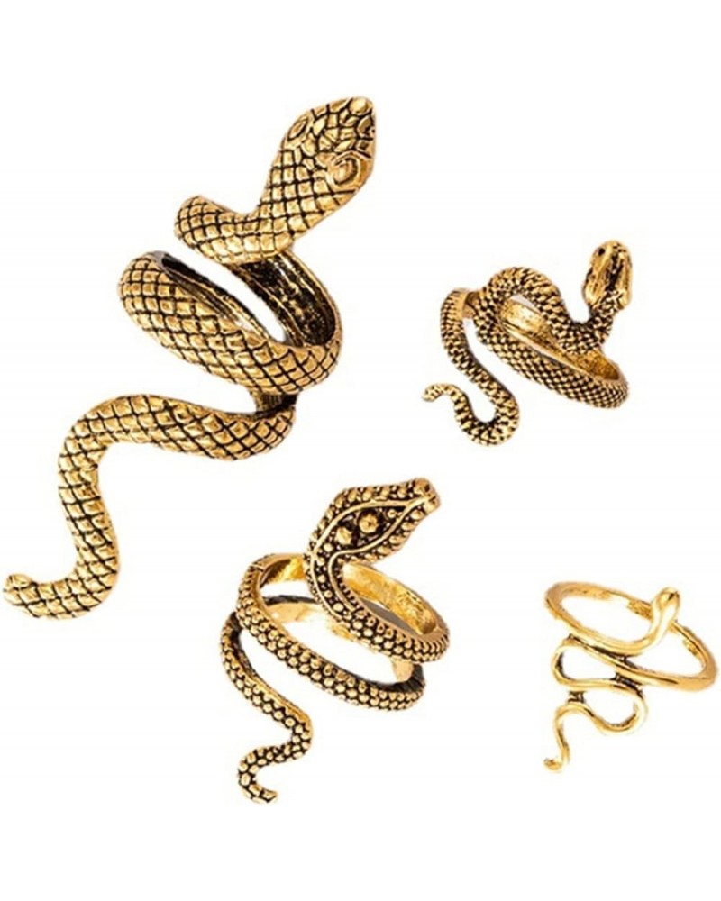 4Pcs Punk Gothic Reptile Serpent Snake Stackable Ring Set for Women Girl Men Boy Teen Friend Vintage Animal Cobra Statement F...