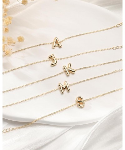 Gold Bubble Initial Chain Bracelets, 14K Gold Plated Balloon Letter Chain Bracelets Jewelry for Women Teen Girls N $7.40 Brac...