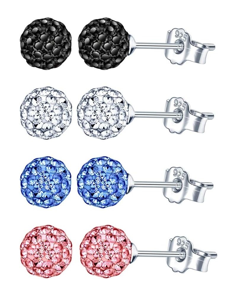 Rhinestones Crystal 6mm Ball Stud Earrings Set Fireball Disco Ball Pave Bead Earrings Hypoallergenic for Women A $13.43 Earrings