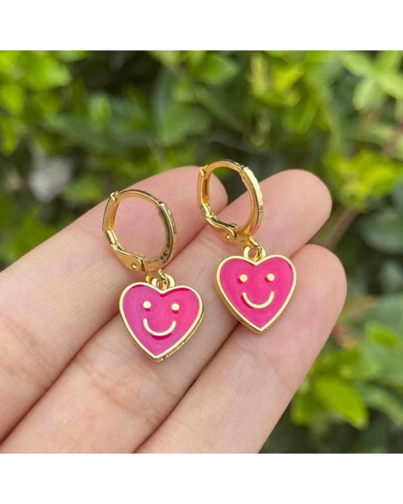 Cute Round Smiley Face Drop Earrings For Women Multicolor Enamel Funny Smile Face Hoop Earrings Charm Circle Earrings Jewelry...