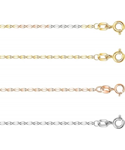 10K Solid Gold 2.0MM Diamond Cut Mirror Chain Necklace or Anklet - Unisex Sizes 10"-30" - Yellow, White, Rose or 3 Tone Rose ...