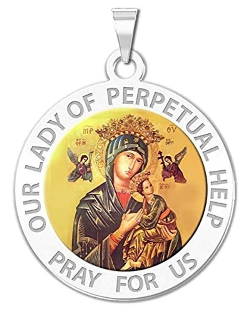 Our Lady of Perpetual Help Religious Medal Color - 3/4 Inch Size of a Nickel -Sterling Silver Medal Only $23.17 Necklaces