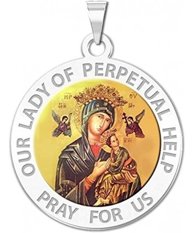 Our Lady of Perpetual Help Religious Medal Color - 3/4 Inch Size of a Nickel -Sterling Silver Medal Only $23.17 Necklaces