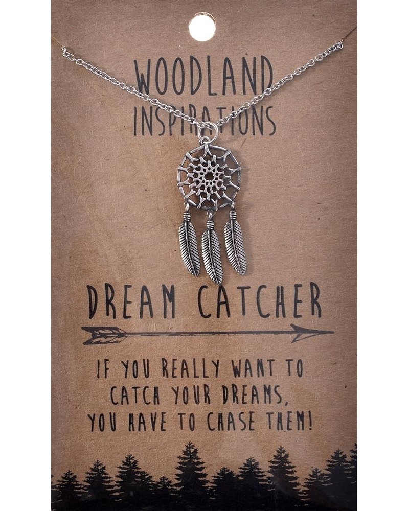 Shag Wear Women's American Woodland Nature Inspire Pendant Pewter Necklaces Dream Catcher Pendant $11.19 Necklaces