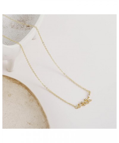 Dainty Gold Pendant Necklace for Women 14k Gold Plated Leaf Tiny CZ Leaves Lotus Flower Sun Pendant Necklace Simple Shiny Nec...