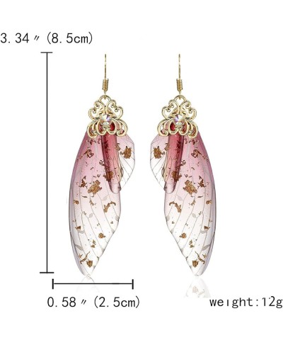 Butterfly Wing Drop Dangle Earrings Gold Plated Crystal Rhinestone for women girls wedding Jewelry Rose red $7.48 Earrings