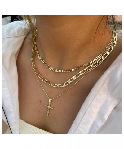 Layered Gold Necklaces for Women, Stackable 14K Gold/Silver Plated Chain Necklace Layering Necklace Set Fashion Pendant Choke...