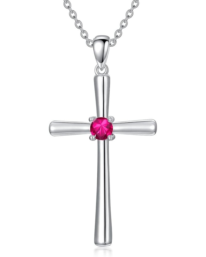 Cross Necklace for Women 925 Sterling Silver Birthstone Necklace Faith Cross Crucifix Pendant Fine Jewelry Birthday Gifts for...