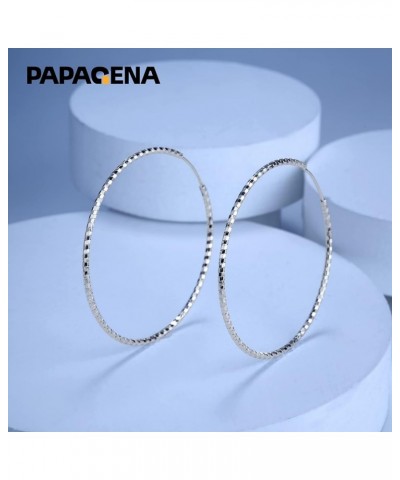 Sterling Silver Hoop Earrings for Women 25 35 45 55 65mm Thin 1.8mm Hypoallergenic Diamond-cut Endless Earring 55mm Silver-1 ...