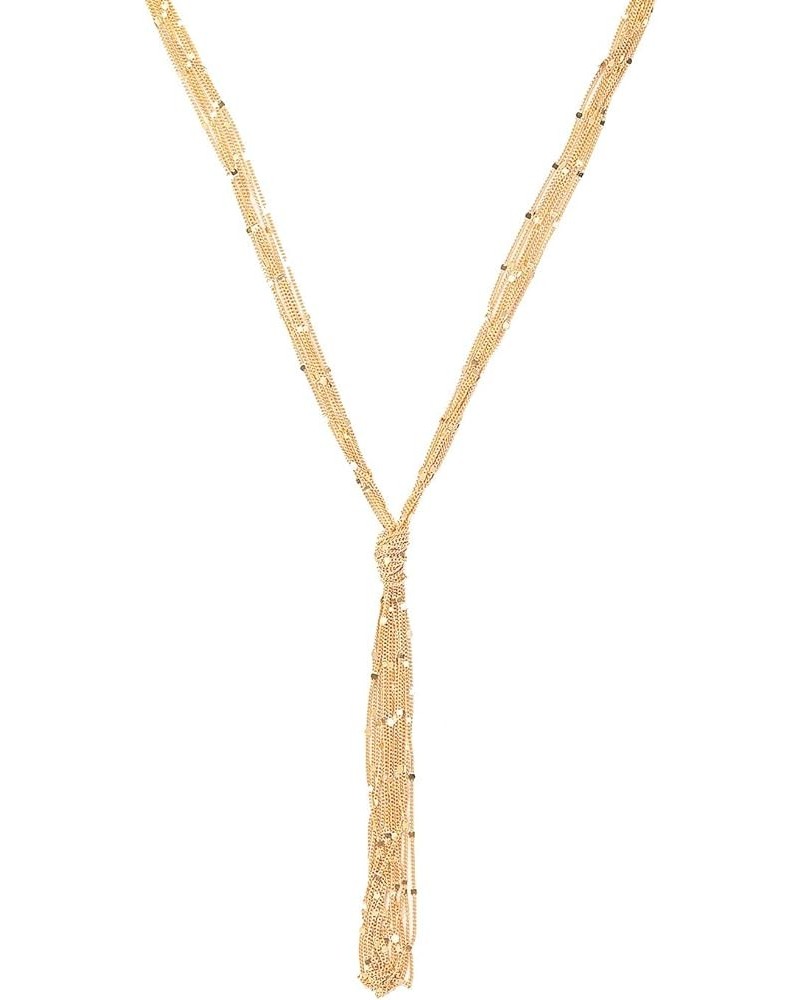 Gold and Silver Long Chain Strand Y Necklace Waterfall Gold $11.07 Necklaces