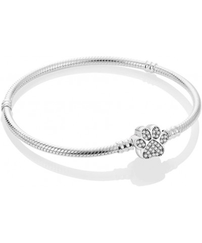 925 Sterling Silver LOVE With Clear CZ Clasp Snake Chain Bracelet Basic Charm Bracelets Fit Any Charm, with for Teen Girls Wo...