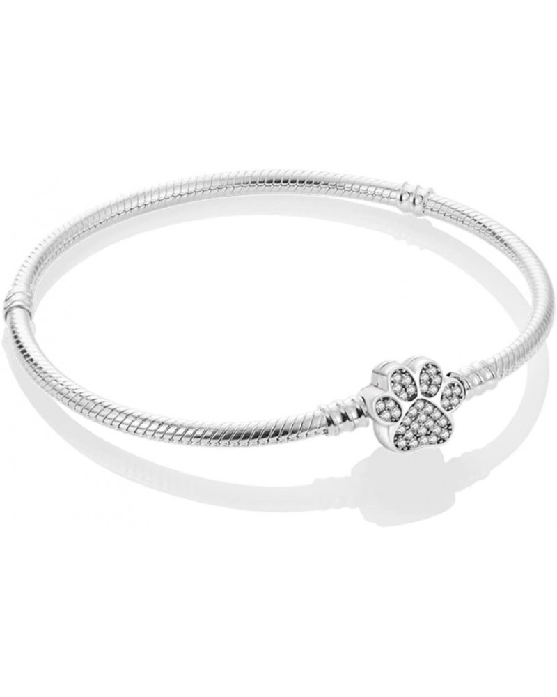 925 Sterling Silver LOVE With Clear CZ Clasp Snake Chain Bracelet Basic Charm Bracelets Fit Any Charm, with for Teen Girls Wo...