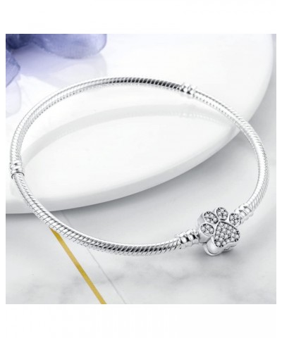 925 Sterling Silver LOVE With Clear CZ Clasp Snake Chain Bracelet Basic Charm Bracelets Fit Any Charm, with for Teen Girls Wo...