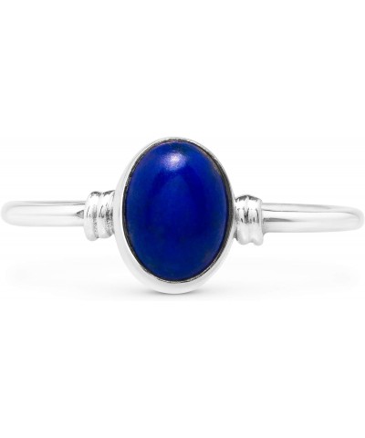 Oval Lapis Lazuli 925 Sterling Silver Ring - Delicate BOHO Chic Jewelry - Fashionable and Stylish for Girls and Women with Ve...