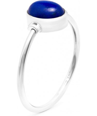 Oval Lapis Lazuli 925 Sterling Silver Ring - Delicate BOHO Chic Jewelry - Fashionable and Stylish for Girls and Women with Ve...