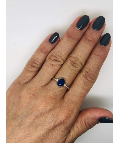 Oval Lapis Lazuli 925 Sterling Silver Ring - Delicate BOHO Chic Jewelry - Fashionable and Stylish for Girls and Women with Ve...