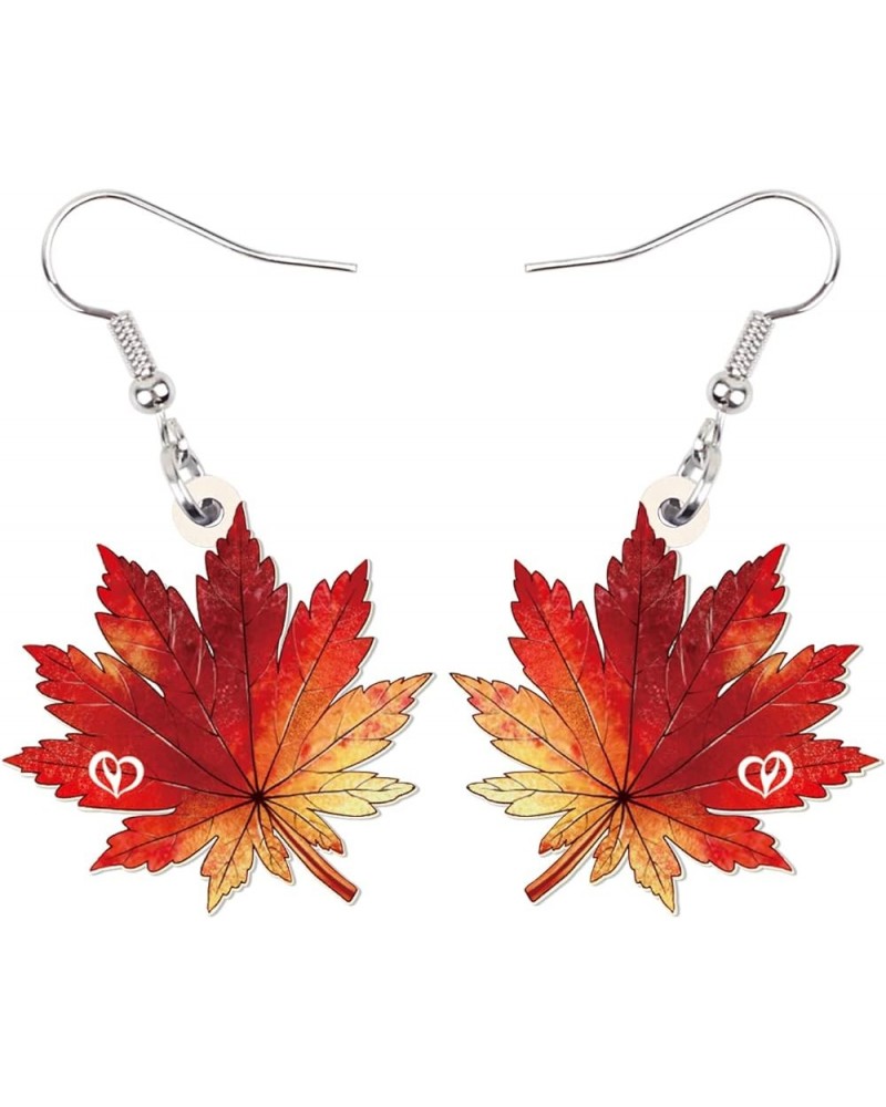 Cute Fall Maple Leaf Earrings Dangle Novelty Acrylic Palm Plant Jewelry Leaves Gifts for Women Girls Maple C $7.79 Earrings