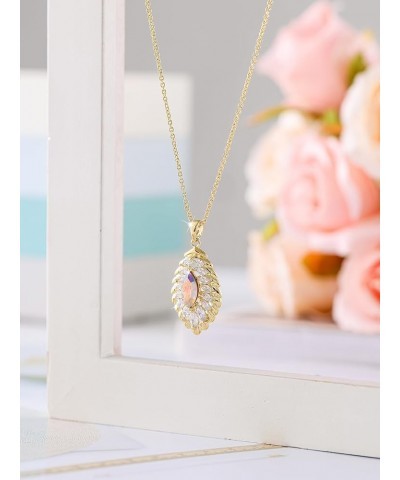 Oval Crystal Pendant Drop Dangle Necklaces for Women Glod Plated Costume Jewelry Mar-Aquamarine-Rose Gold $14.13 Necklaces