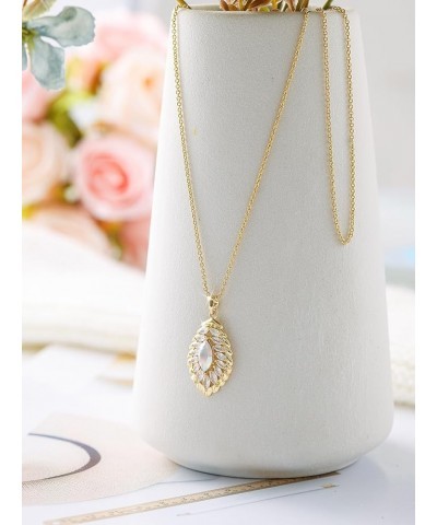 Oval Crystal Pendant Drop Dangle Necklaces for Women Glod Plated Costume Jewelry Mar-Aquamarine-Rose Gold $14.13 Necklaces