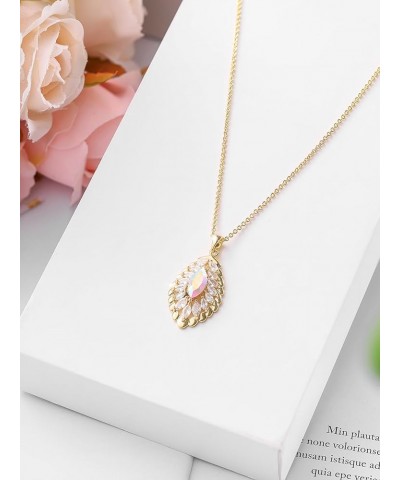 Oval Crystal Pendant Drop Dangle Necklaces for Women Glod Plated Costume Jewelry Mar-Aquamarine-Rose Gold $14.13 Necklaces