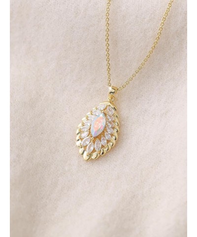 Oval Crystal Pendant Drop Dangle Necklaces for Women Glod Plated Costume Jewelry Mar-Aquamarine-Rose Gold $14.13 Necklaces