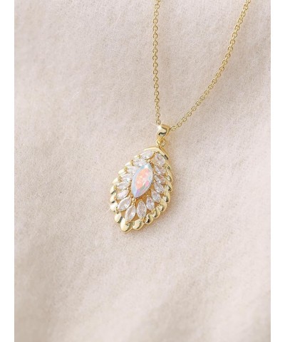 Oval Crystal Pendant Drop Dangle Necklaces for Women Glod Plated Costume Jewelry Mar-Aquamarine-Rose Gold $14.13 Necklaces