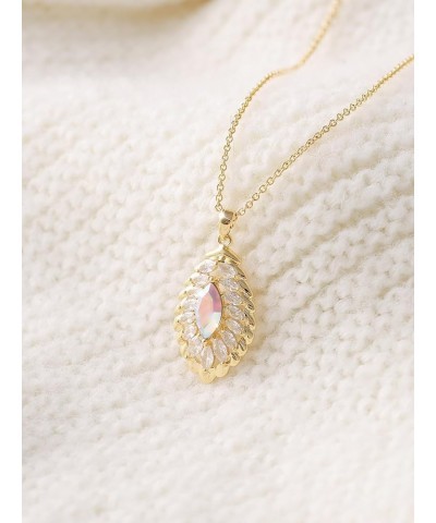 Oval Crystal Pendant Drop Dangle Necklaces for Women Glod Plated Costume Jewelry Mar-Aquamarine-Rose Gold $14.13 Necklaces