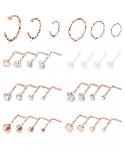 18G Stainless Steel L-Shaped Nose Stud Rings Tragus Lip Hoop Piercing Jewelry 1.5-3mm Clear CZ 8-30PCS 30PCS - Rose Gold $7.9...