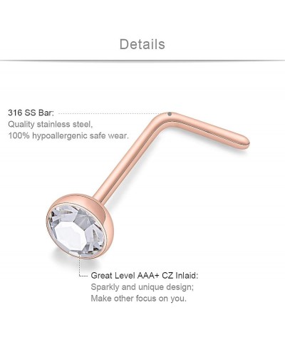 18G Stainless Steel L-Shaped Nose Stud Rings Tragus Lip Hoop Piercing Jewelry 1.5-3mm Clear CZ 8-30PCS 30PCS - Rose Gold $7.9...