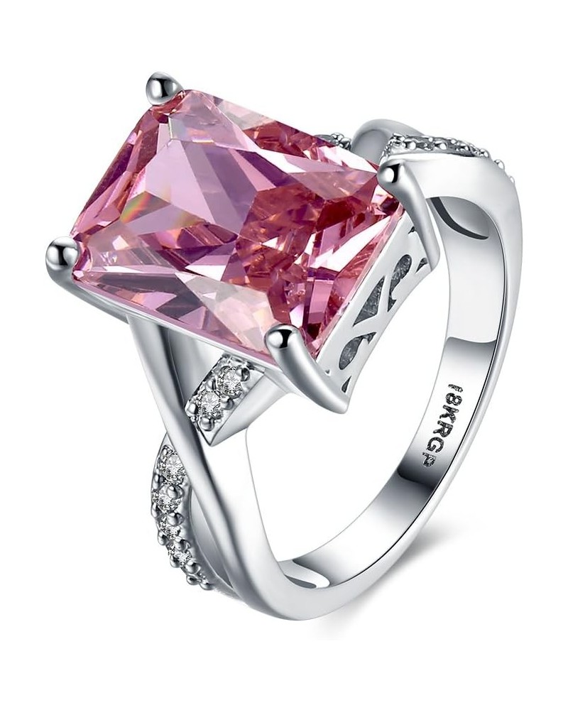 Swarovski Crystal Rings For Women Size 6-9 - White Gold Plated Pink Zircon Ring $10.43 Rings