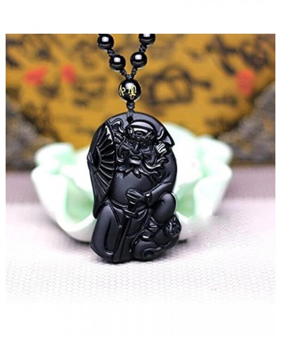 100% Pure Natural Obsidian Pendant Necklace Obsidian Crystal Pendant Necklace Pattern with Bead Chain for Zhong Kui M $9.71 N...