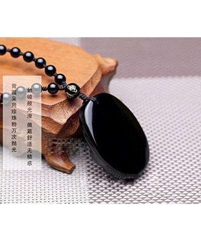 100% Pure Natural Obsidian Pendant Necklace Obsidian Crystal Pendant Necklace Pattern with Bead Chain for Zhong Kui M $9.71 N...